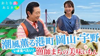 【潮風薫る港町 岡山宇野】あふれる鮮度！漁師町の美味いもん！岩ガキ～濃厚とろとろ豆腐～黒鯛ラーメン～炉端焼き　#おとな旅あるき旅  #traveljapan    #三田村邦彦    #吉川亜樹