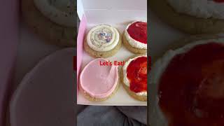 Let’s eat! Crumbl cookies. #cookies #dessert #cookielove #strawberry birthdaycake #chocolate #shorts