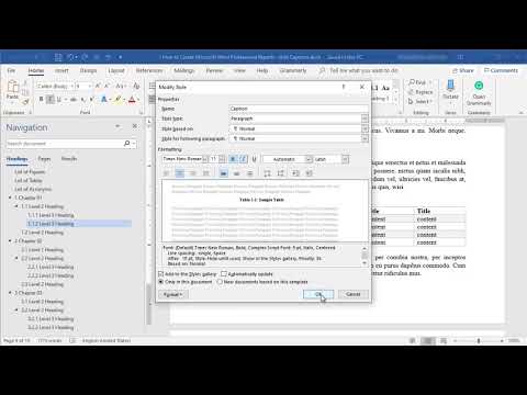 Formatting Captions in Microsoft Word