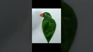 parrot from leaf #art #leafart #diy #shorts
