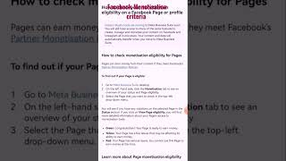 Facebook Monetization criteria #youtubeshorts #shortvideo #shorts #Fb_monetization