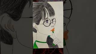 Girl Side face Sketch With Glasses😱#theartlovers #art #viral #quickvideo #creative #sketch #shorts