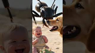 hero dog rescue Baby from Giant Ant attack #dog #baby #animals