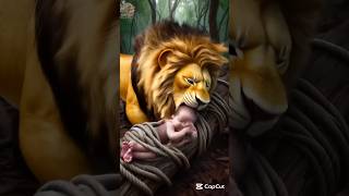 Lion attacks a baby #cute #shortfeed #animals #youtubeshorts #baby