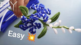 🩵🌀🌀   EASY Pipe Cleaner Flower  Pipe Cleaner stems Crafts DIY Flower Ideas