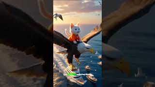 Epic Rescue: Eagle Saves Cartoon Cat from Danger! #cute #love #ai #cat