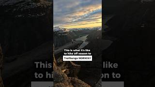 this is what it's like to hike off season to Norway's Trolltunga mountain 🏔️