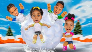 Making the BIGGEST Snowball in Roblox With Nova, Ayla, DJ, Kyrie | The Princess Clubhouse