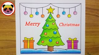 Merry Christmas Drawing / Christmas Drawing Easy Steps  / Christmas Tree Drawing/Christmas Painting