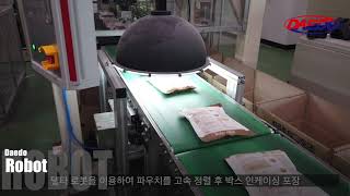 로봇 파우치 제품 정렬 , 인케이싱 포장 자동화 (Robot pouch product alignment, Incasing automation)