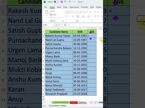 MS EXCEL: How to Calculate Age by Yearfrac function in ms excel?/Yearfrac Function  #raghavxlprime2
