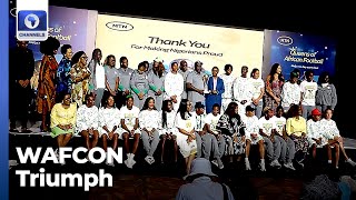 MTN Senior Executives Welcome Victorious Falcons To Lagos Office