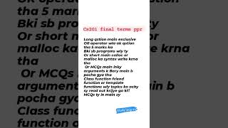cs201 final terms ppr #vu #studyloop #2023 #finalterm