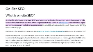 What is On Page SEO? On-Page SEO #seo