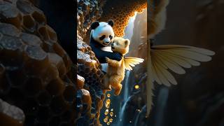 Part_2 Panda cub rescue the bear cub 🐻🐼that stuck in honeycomb #pandacub #giantpanda #pandabear