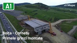 Autostrada A1 - Sibiu-Pitesti - Lot 2 - Boita - Cornetu - 14.06.2025 - Primele Grinzi Montate