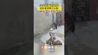 【人类幼崽】小女孩面带微笑，轻松拿捏两只大鹅，网友：这是高手