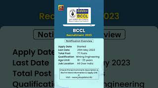 BCCL Recruitment 2023 #shorts #jobs2023 #latestjobs #jobalert #sarkarinaukri #govtjobs