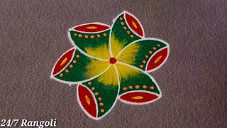 2 Easy creative Rangoli Design🌺 24/7 Rangoli 🌺 Latest Kolam🌺 Freehand Muggulu Design🍀 Amazing Kolams