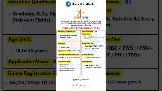 ISRO Recruitment 2025 | New Vacancy 2025 | Daily Job Alerts #shorts
