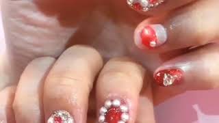 Glitter Nail Art Design, Flashing patterns Red White