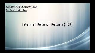 Excel for finance - Internal rate of return (IRR) function