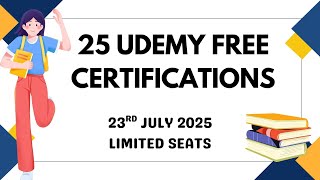 🤩25 UDEMY FREE CERTIFICATIONS CODES🎉23rd July LIMITED SEATS✅ Powerful Learning