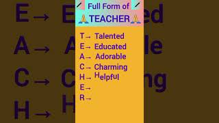 Full Form of TEACHER #shorts #yshorts #mathsyan4u #foryou