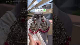 New and trending earrings colour contrast combination with your dresses colour 🔥#contrast #earrings