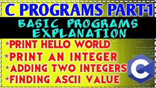 C LANGUAGE PROGRAMS EXPLANATION||C PROGRAMS||#cprograms #cprogramming