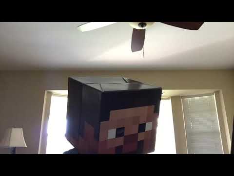 Playing an anime theme song but with a Minecraft Steve head on