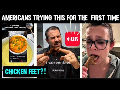 AMERICANS TRYING CHICKEN FEETS FOR THE FIRST TIME! CHINESE SUGGESTED MEAL ON REDNOTE | STEAMED EGGS