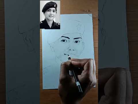 Captain Divya Ajith Kumar 🙏 | Real Heroes | 100 Days Of Sketching | Day - 14 #short #shorts