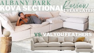 ALBANY PARK KOVA SECTIONAL VS VALYOU FEATHERS 1 YEAR REVIEW | LUXURY MODERN HOME | CLOUD COUCH DUPE