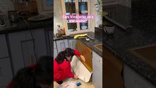 Car vinyl wrap on a dishwasher #diyproject #vinylwrap #appliances #kitchenupgrade