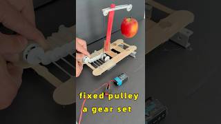 Using a fixed pulley and a gear set to lift apples #diymotor #automobile  #machine #diy
