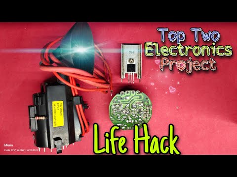Top Two Electronics Project || Flyback Transformer || IFRZ44N || Tesla Coil Plasma ||