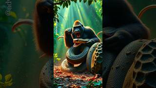 Gorilla vs Python Snake Fight | Hollywood Style Jungle Battle Scene 2025 #SnakeAttack #GorillaFight