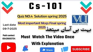 Cs101 Quiz 4 Most Important Mcqs Final term