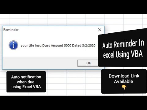Auto Reminder in excel using Excel VBA, Auto notification in excel when dues your policy