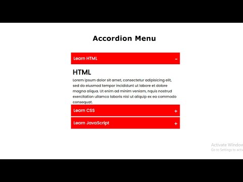 How to make an Accordion Menu Using JavaScript HTML and CSS | Create an Accordions | E-CODEC