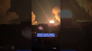 Moment 'nuclear-capable' Russian missile hits Ukraine