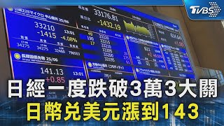 一片慘綠! 日經225暴跌逾1900點 跌破3萬3大關｜TVBS新聞 @TVBSNEWS02