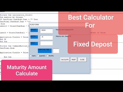 Fixed Deposit Maturity Amount calculate in excel User-Form | Interest calculation with round formula