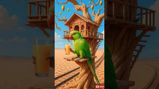 Parrot is bathing in the swimming pool but red parrot comes and takes the water away🥹 #ai #parrot