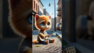 Poor little kitty is laughed at for having to use only a broken guitar #cat #catskits  #aiskits