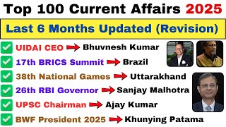 100 Most Important Current Affairs 2025 | Latest 6 Months Review | Year 2025 Updates