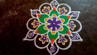 Vaigasi madham 3x2 flowers rangoli colorful kolam vaigasi visagam kolam @gokulramyakolangal