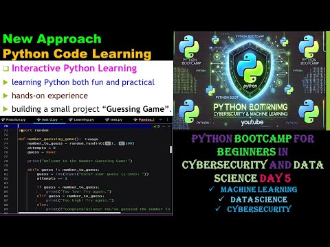 Python new approach - Interactive Learning: learn by building a Guessing Game!  Day 5     #python
