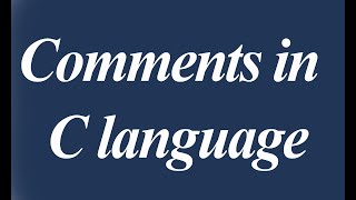 How to comments in C language